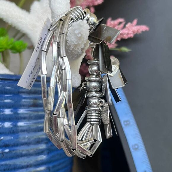 Silver Black and Silver Charms Erica Lyons Fashion Bracelet $16ea / 3 for $25 - Picture 7 of 8